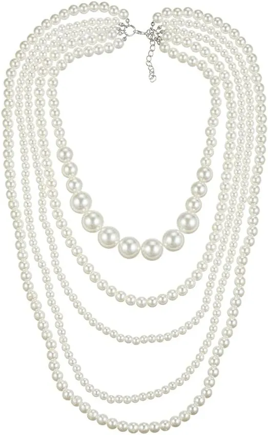 YAZILIND Imitation Pearl Necklace Layered Clavicle Choker Vintage Women Elegant Charm Wedding Party Accessories