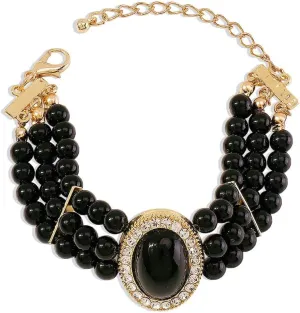 YAZILIND Women's Bracelet Imitation Pearls Bracelets Rhinestone Resin Beads Elegant Ladies Party Friendship Jewelry