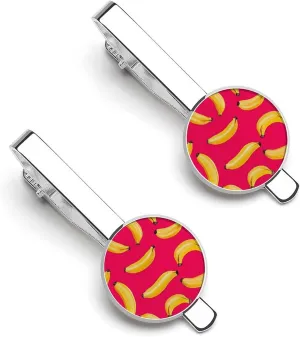 Yellow Bananas Hawaiian Tie Clips for Men Stylish Neck Tie Bar Ideal Gift for Anniversary Wedding Business