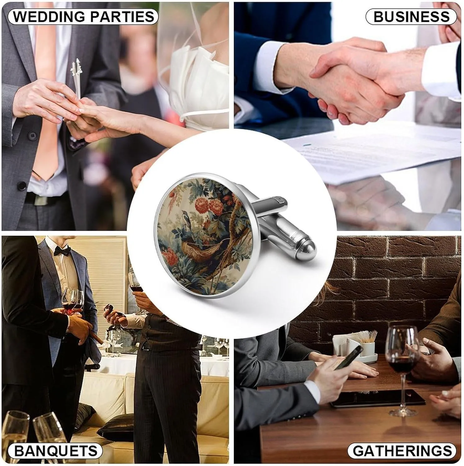 Yellow Grey Chinoiserie Bird Cuff Links Mens Traditional Chinese Shirt Cufflinks Chinese Style Mens Cufflinks Exotique Valentine's Day Wedding Cuff Links Cufflinks