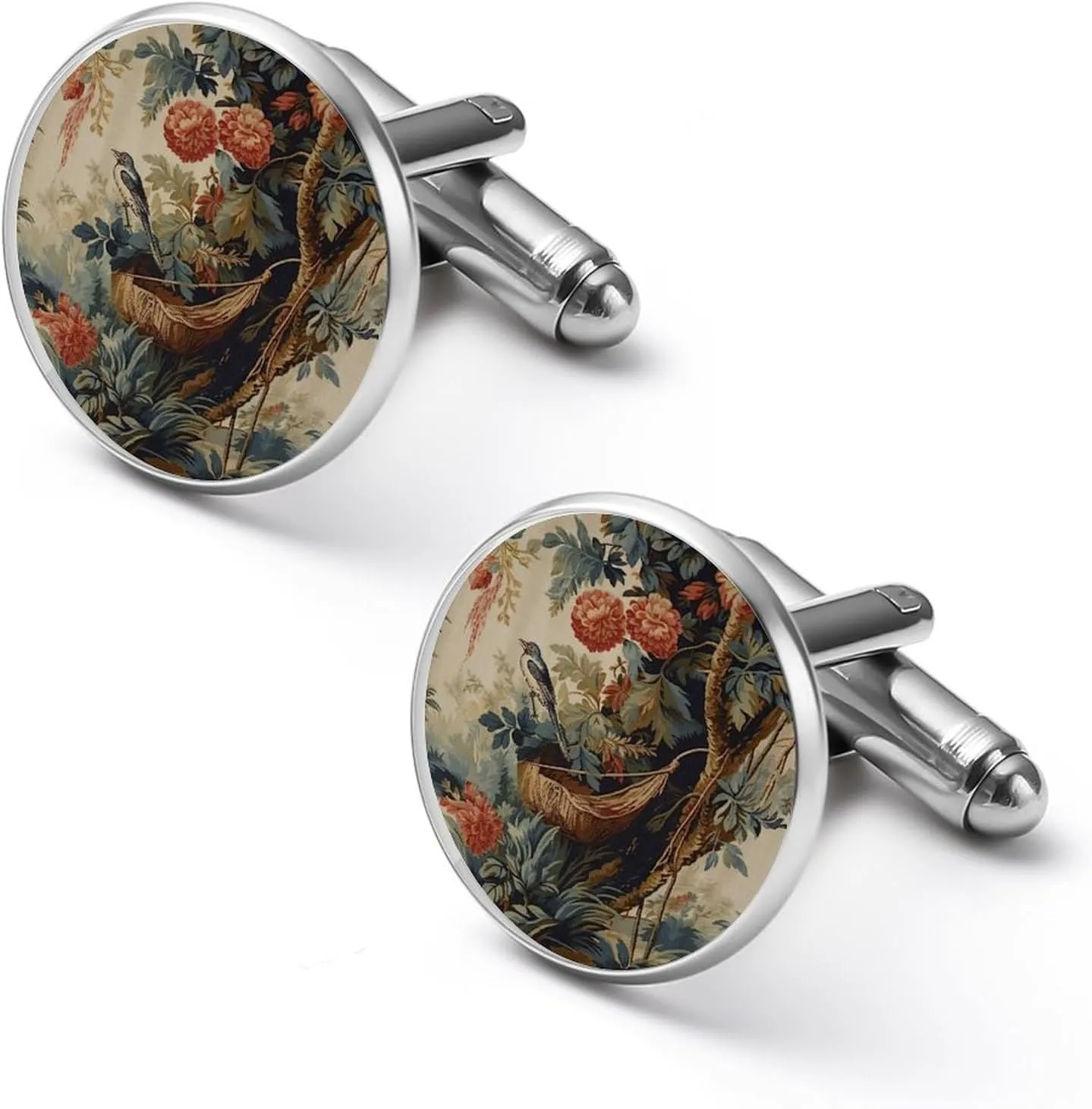 Yellow Grey Chinoiserie Bird Cuff Links Mens Traditional Chinese Shirt Cufflinks Chinese Style Mens Cufflinks Exotique Valentine's Day Wedding Cuff Links Cufflinks