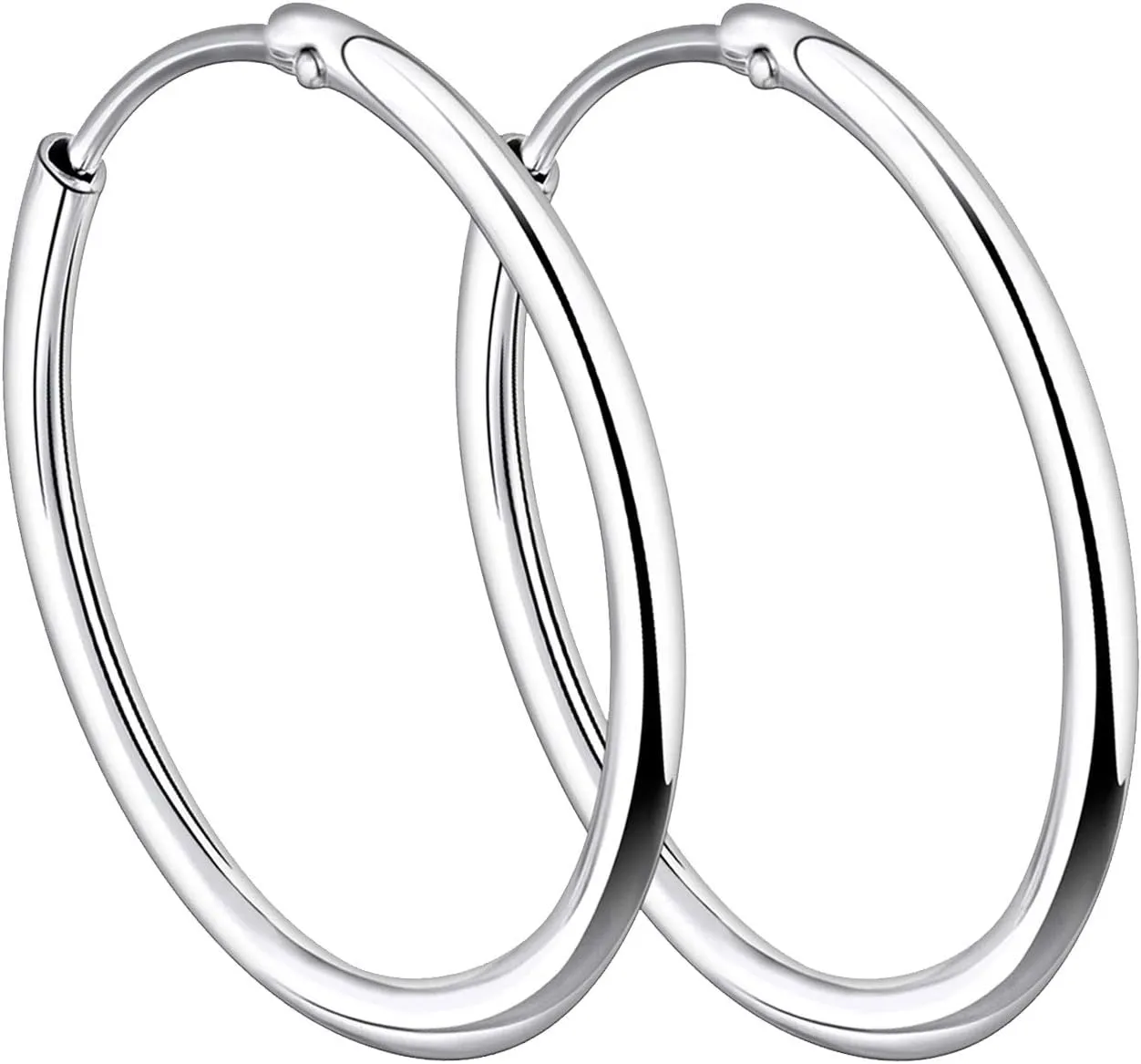YL Hoop Earrings 925 Sterling Silver Polished Circle Earring 20-50 MM Hoops Diameter Jewelry for Women