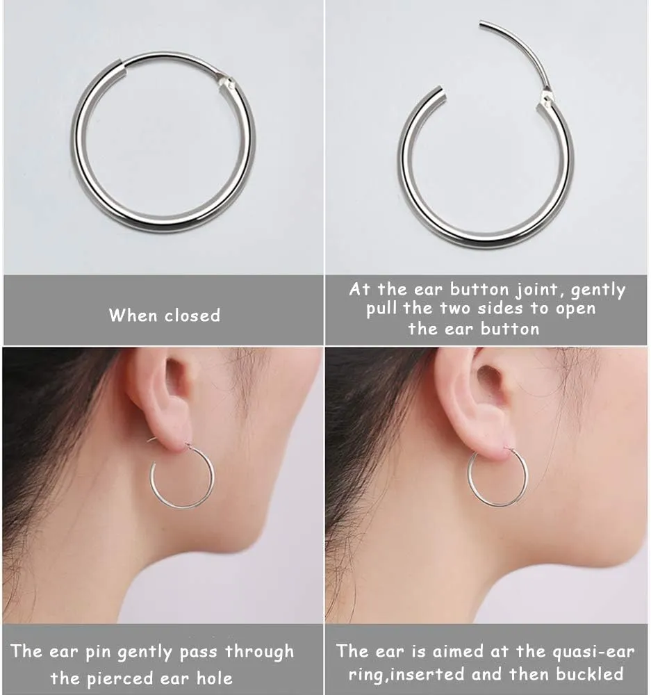 YL Hoop Earrings 925 Sterling Silver Polished Circle Earring 20-50 MM Hoops Diameter Jewelry for Women