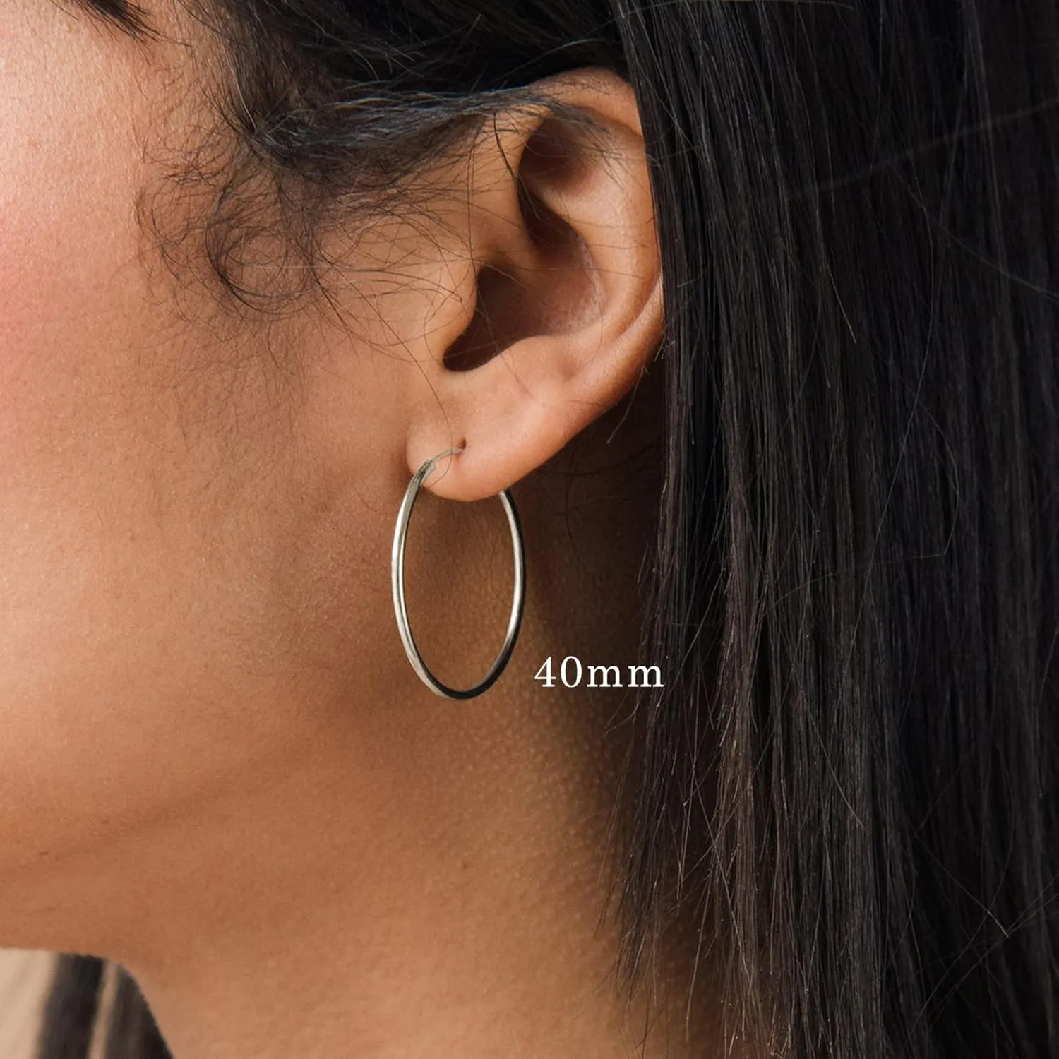 YL Hoop Earrings 925 Sterling Silver Polished Circle Earring 20-50 MM Hoops Diameter Jewelry for Women