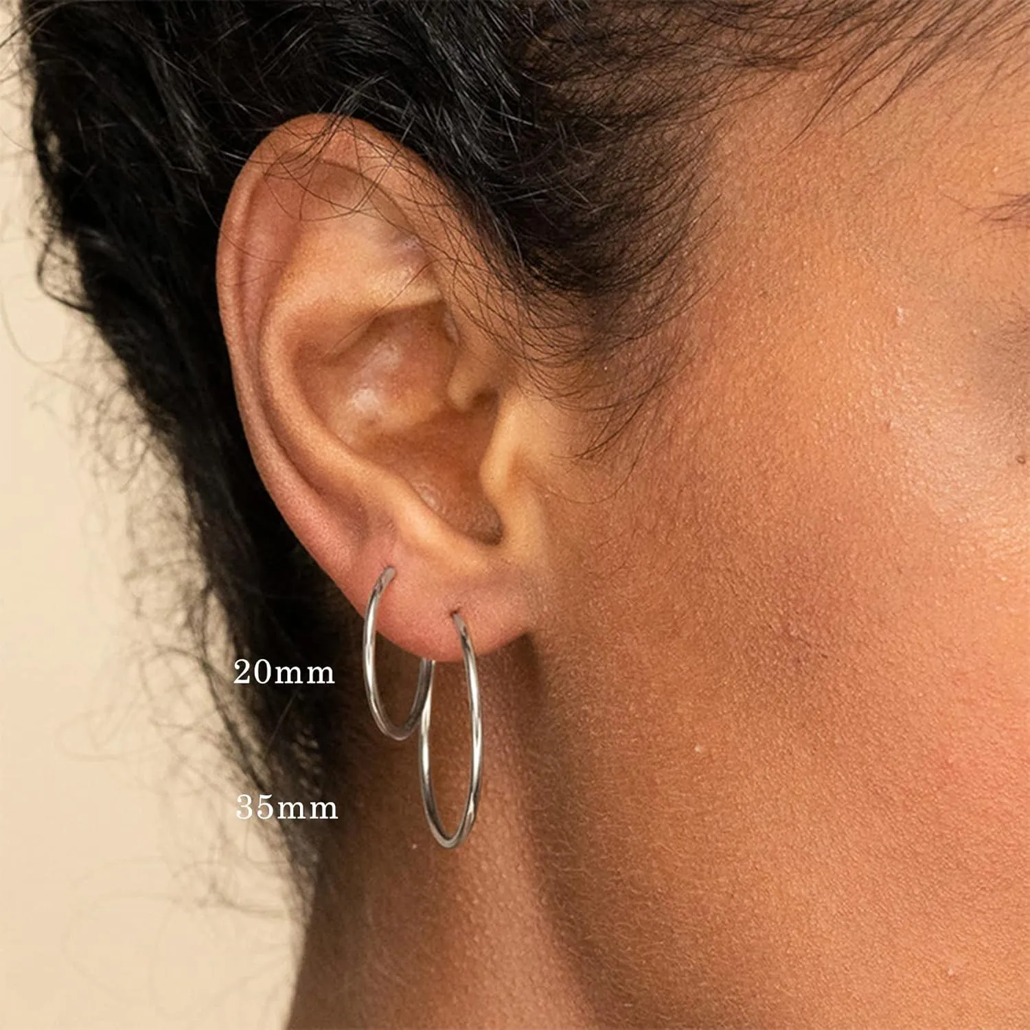 YL Hoop Earrings 925 Sterling Silver Polished Circle Earring 20-50 MM Hoops Diameter Jewelry for Women