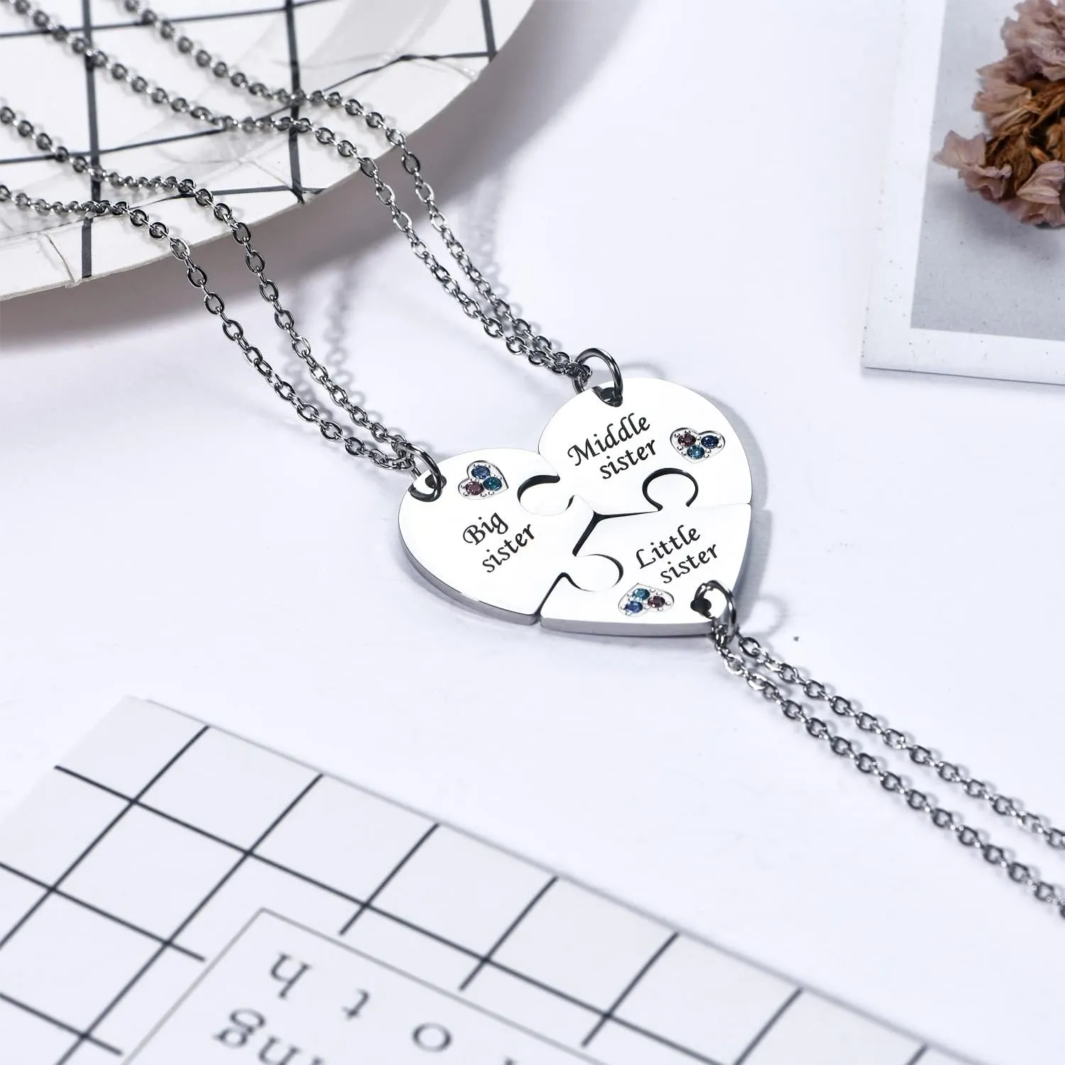Yonhon Sister Necklace Stainless Steel Matching Keychain for 3