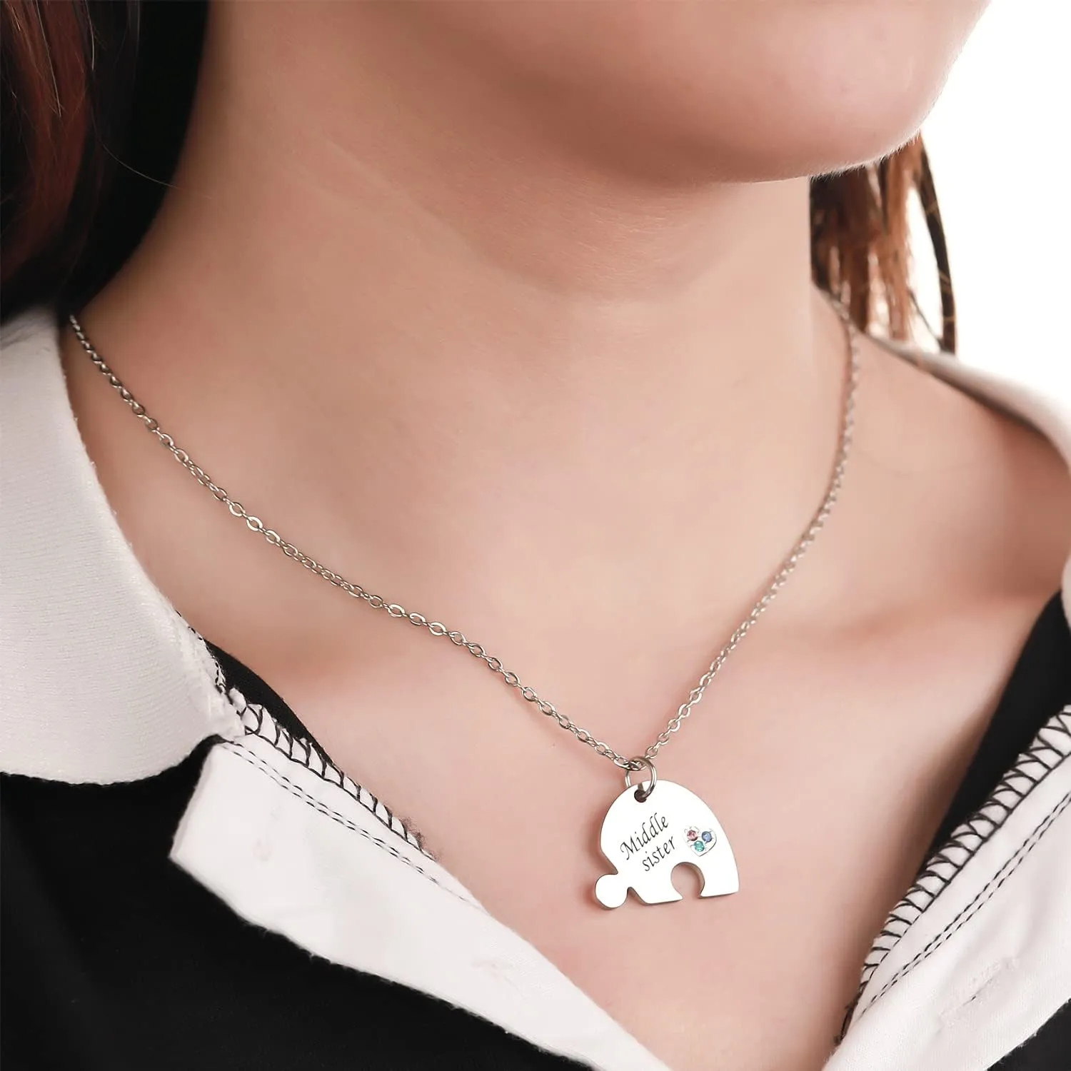 Yonhon Sister Necklace Stainless Steel Matching Keychain for 3