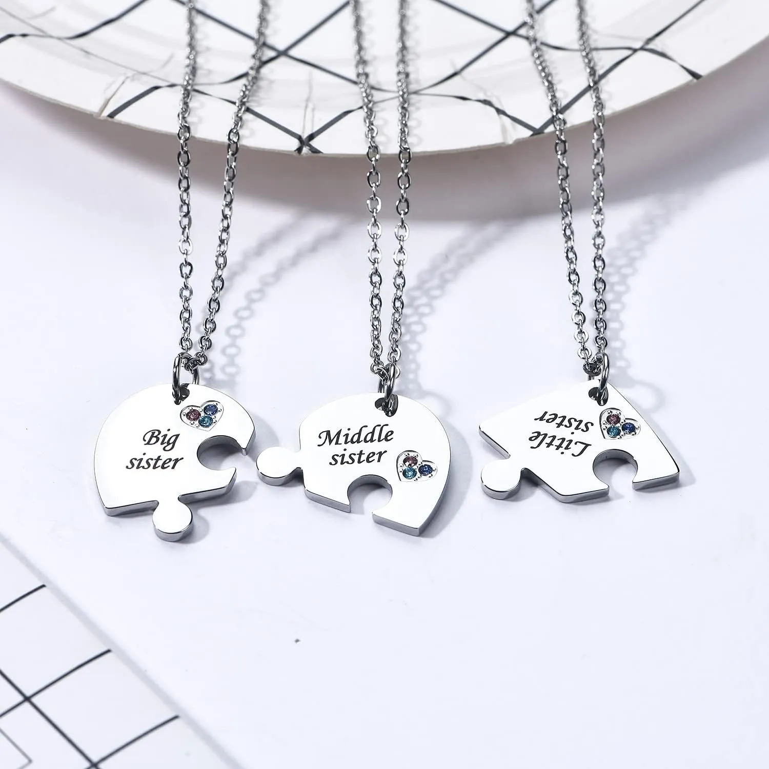 Yonhon Sister Necklace Stainless Steel Matching Keychain for 3