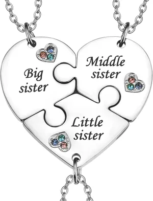 Yonhon Sister Necklace Stainless Steel Matching Keychain for 3