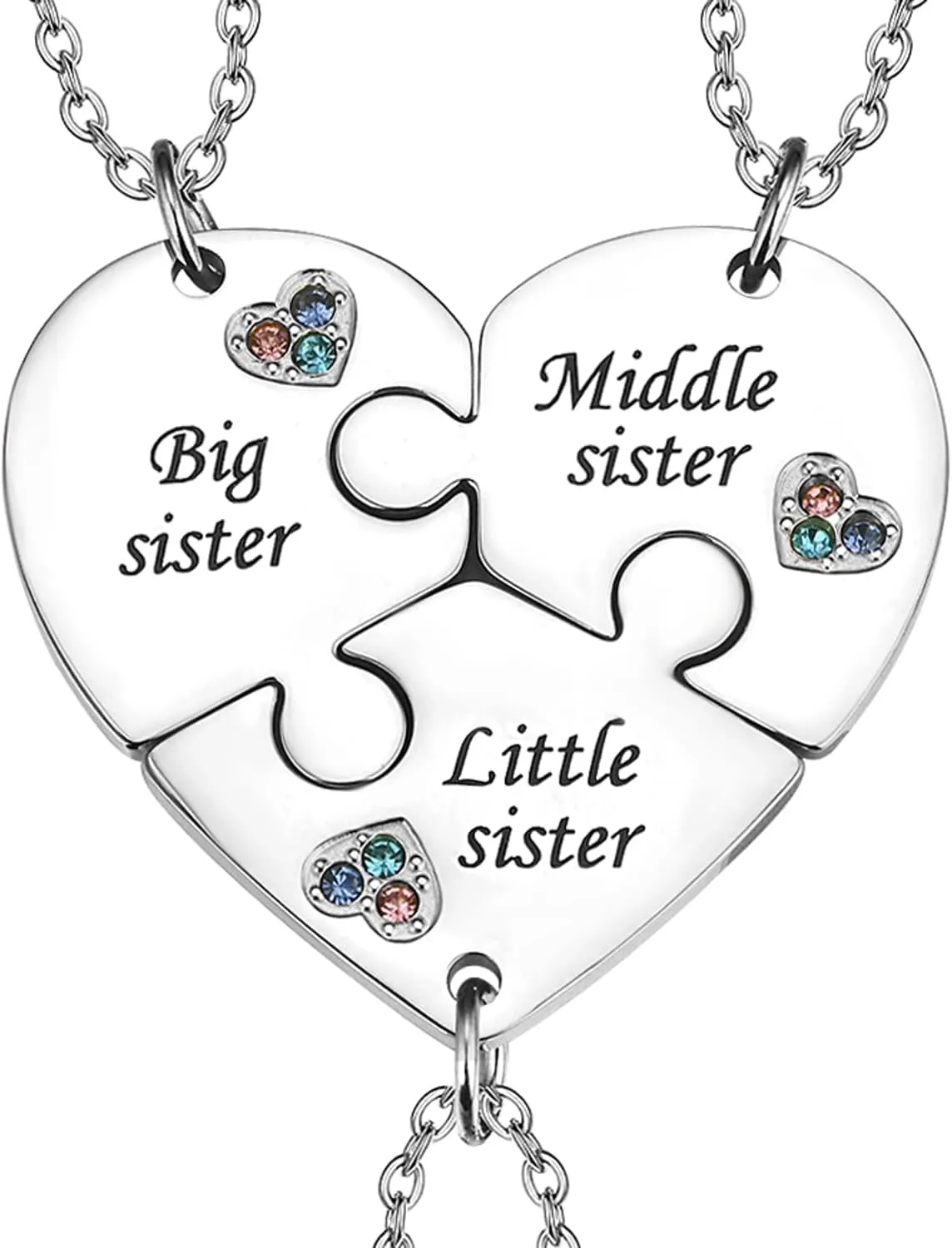 Yonhon Sister Necklace Stainless Steel Matching Keychain for 3